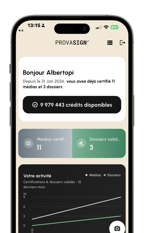 Tableau de bord PROVASIGN
